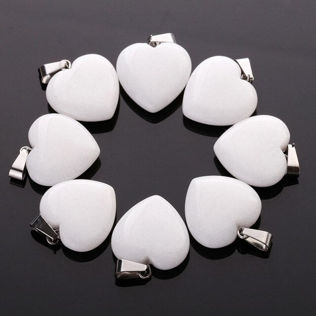 White Jades Pendant Love Heart Stone