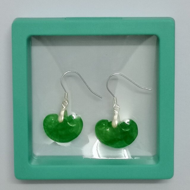 Silver Jasper Earrings Jade Earrings Emerald Costume