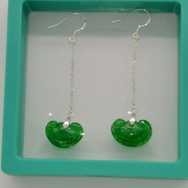 Silver Jasper Earrings Jade Earrings Emerald Costume