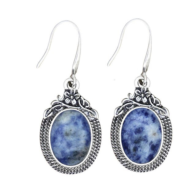 Natural Quartz Lapis Jades Earrings Natural Stone