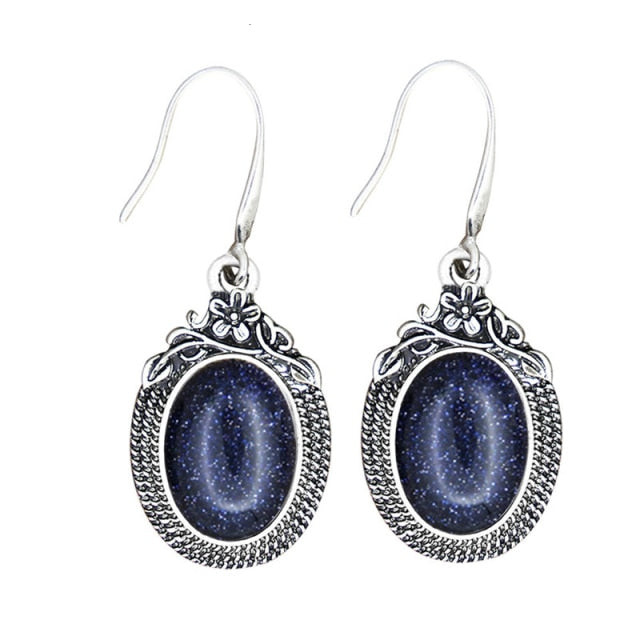 Natural Quartz Lapis Jades Earrings Natural Stone