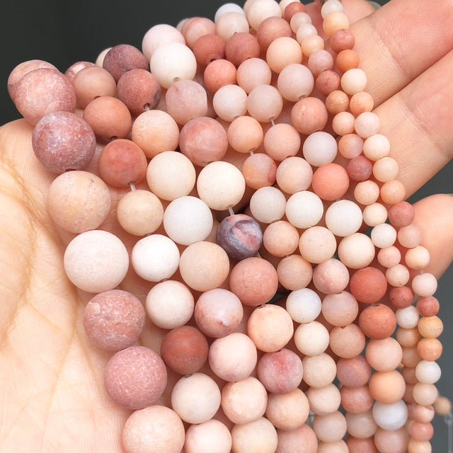Natural Matte Frosted Jades Quartz Stone Round