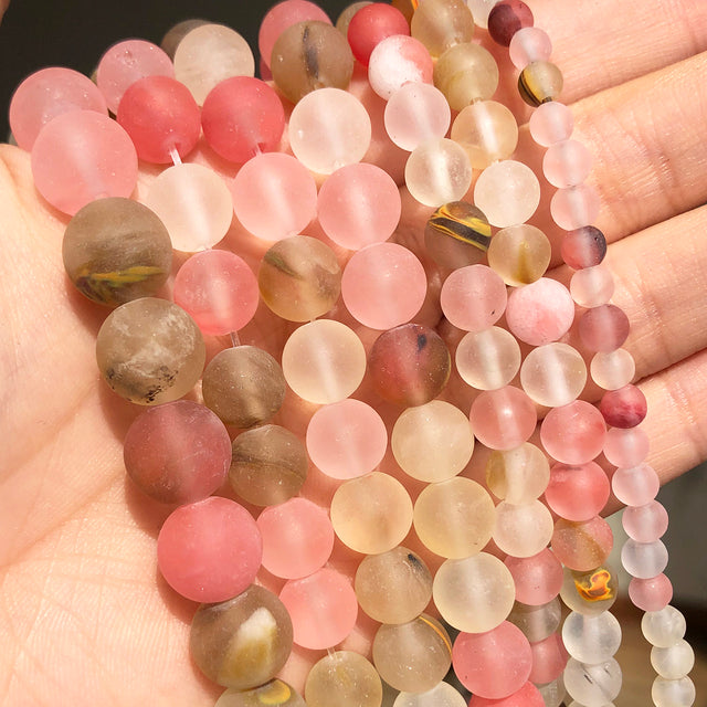 Natural Matte Frosted Jades Quartz Stone Round