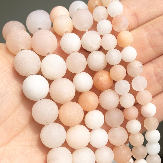 Natural Matte Frosted Jades Quartz Stone Round