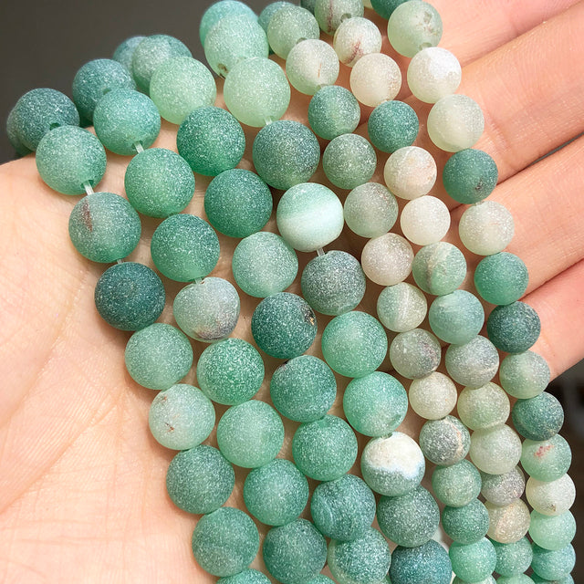 Natural Matte Frosted Jades Quartz Stone Round