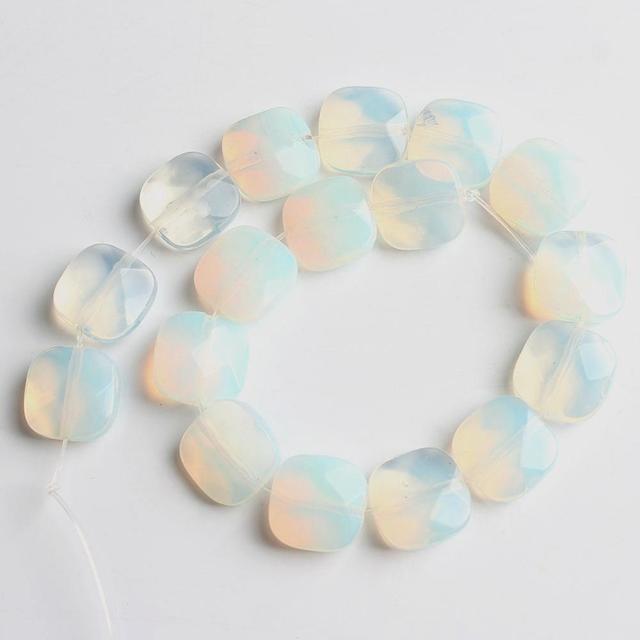 Faceted Square Stone Beads Natural