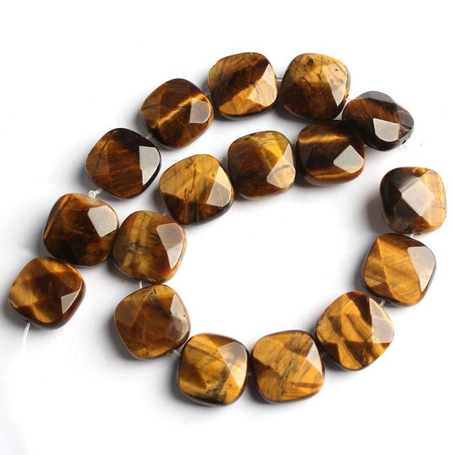 Faceted Square Stone Beads Natural