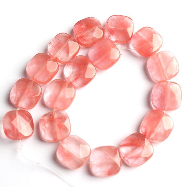 Faceted Square Stone Beads Natural