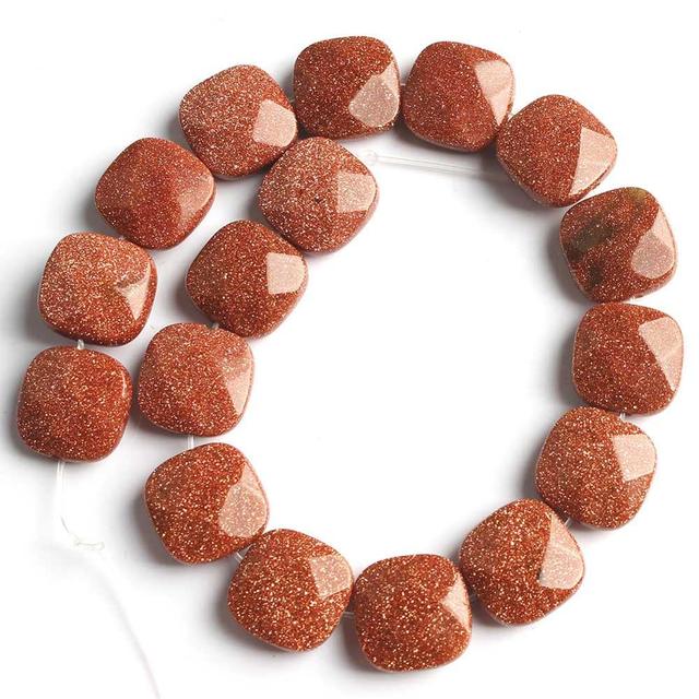 Faceted Square Stone Beads Natural