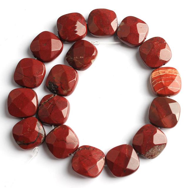 Faceted Square Stone Beads Natural