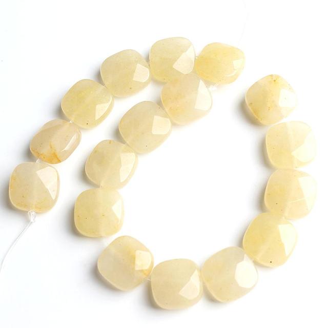 Faceted Square Stone Beads Natural