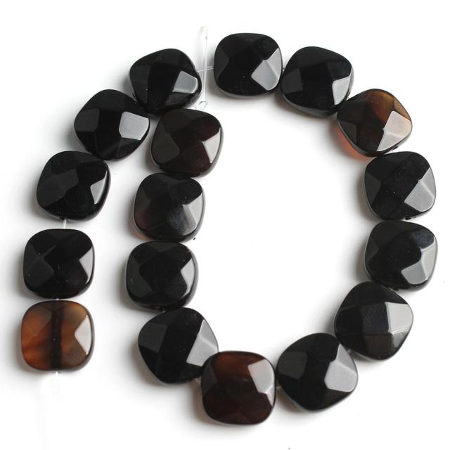 Faceted Square Stone Beads Natural