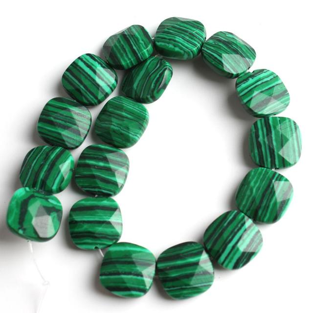 Faceted Square Stone Beads Natural