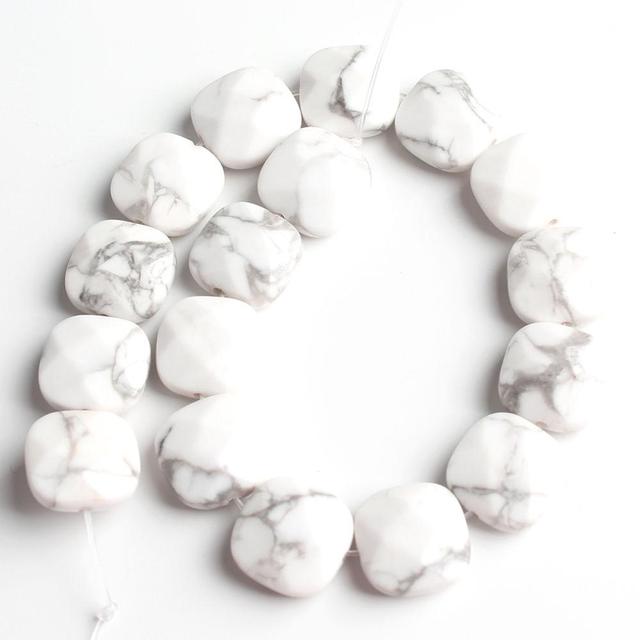 Faceted Square Stone Beads Natural