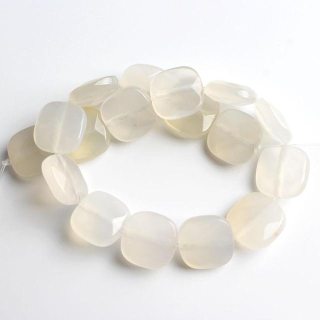 Faceted Square Stone Beads Natural