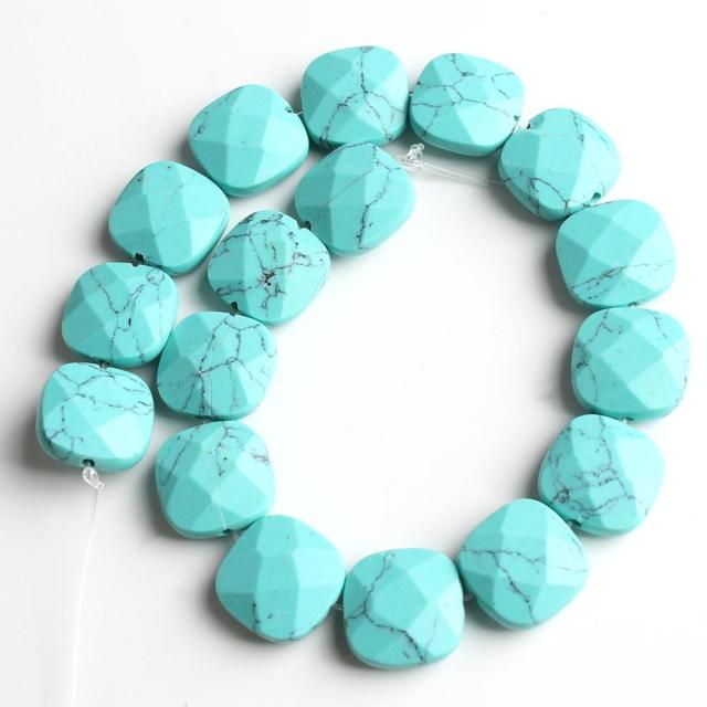 Faceted Square Stone Beads Natural