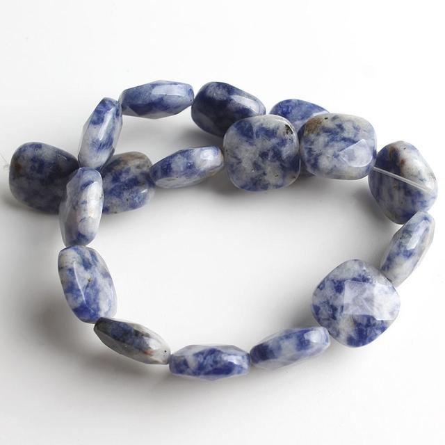 Faceted Square Stone Beads Natural