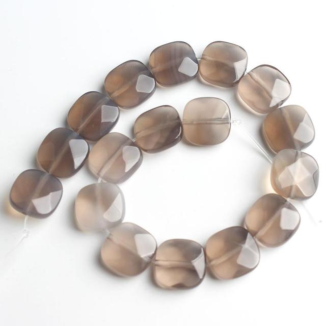 Faceted Square Stone Beads Natural