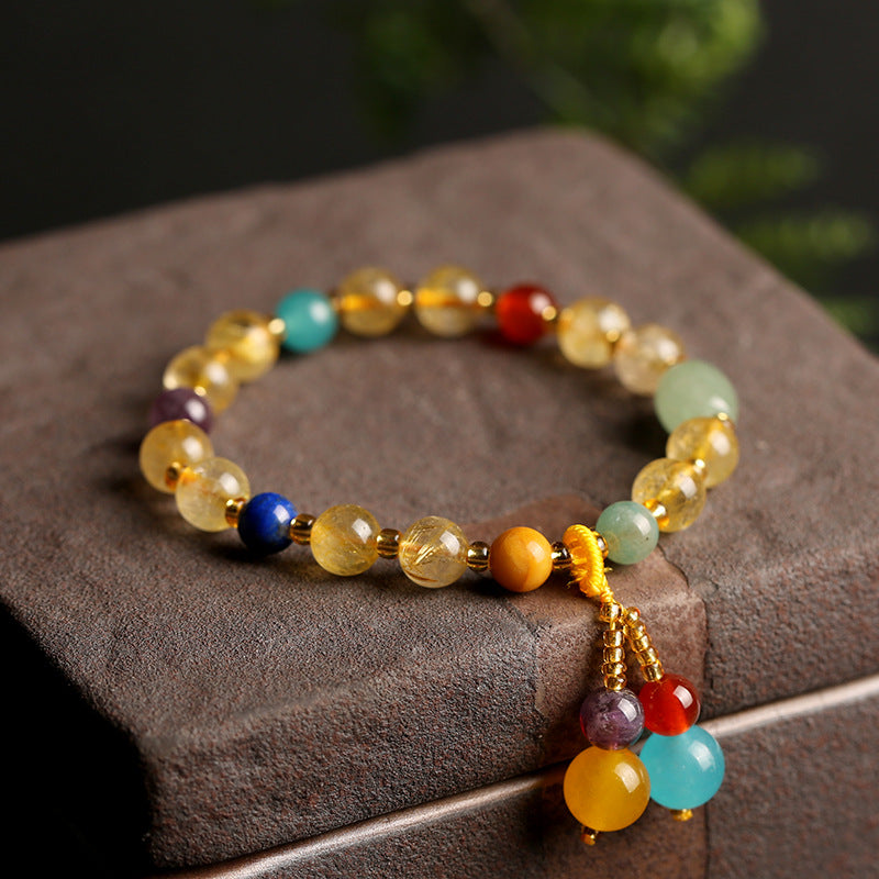 Jade Crystal Beads Strand Bracelets Women