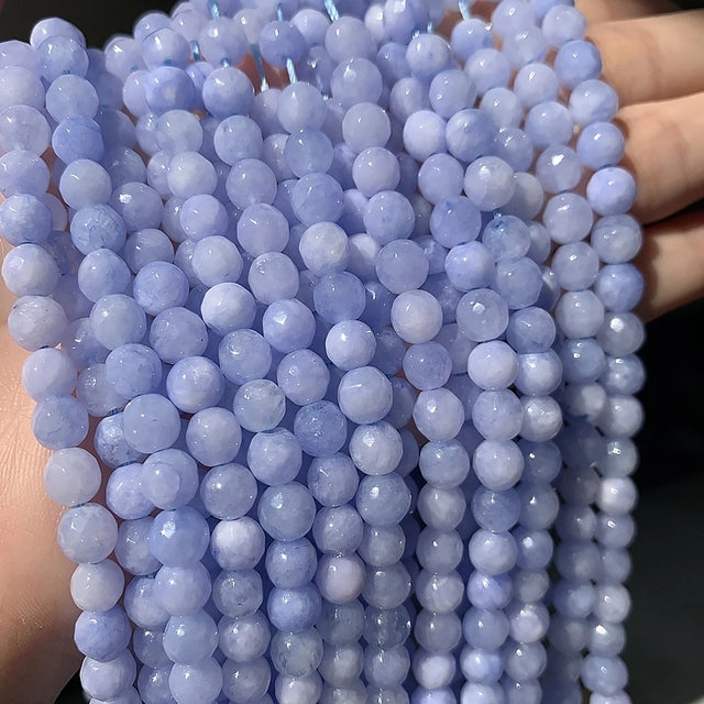 Natural Faceted Light Blue Jades Chalcedony Stone