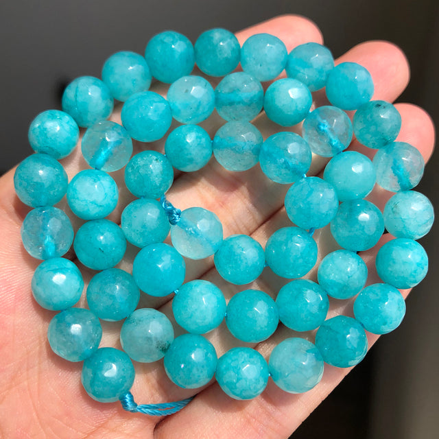 Natural Faceted Light Blue Jades Chalcedony Stone