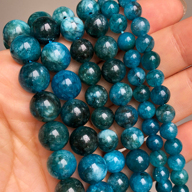 Natural Stone Dark Blue Chalcedony Jades Beads