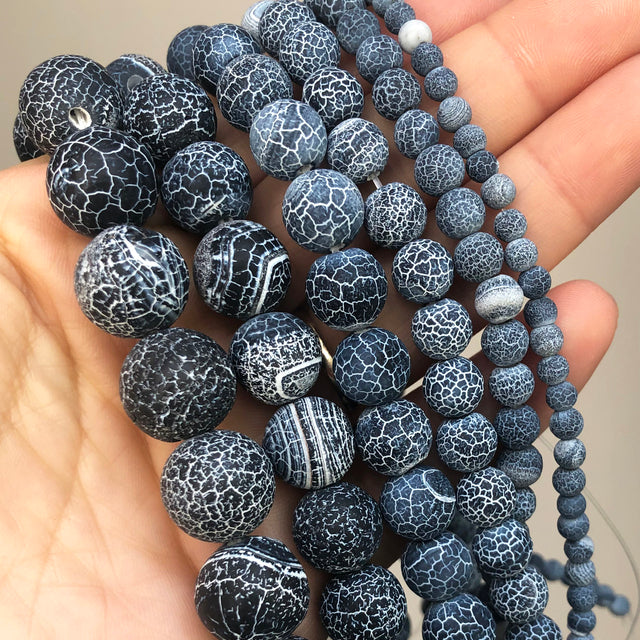 Natural Stone Dark Blue Chalcedony Jades Beads