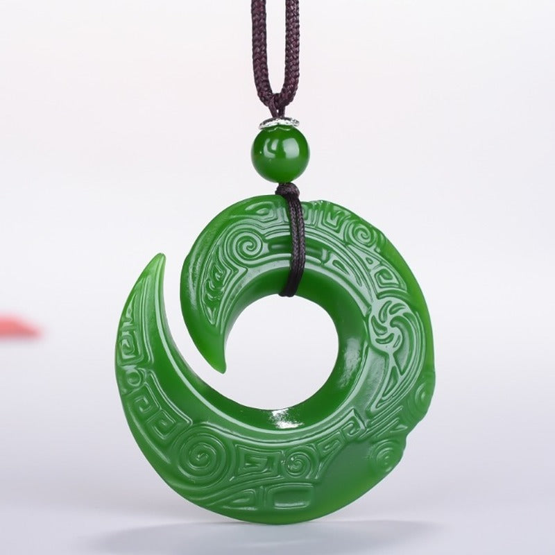 Green Dragon Jade Pendant Fashion Runes Necklace