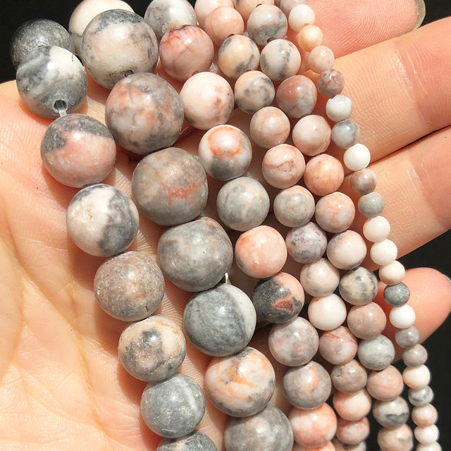 Wholesale Natural Stone Pink Round Beads