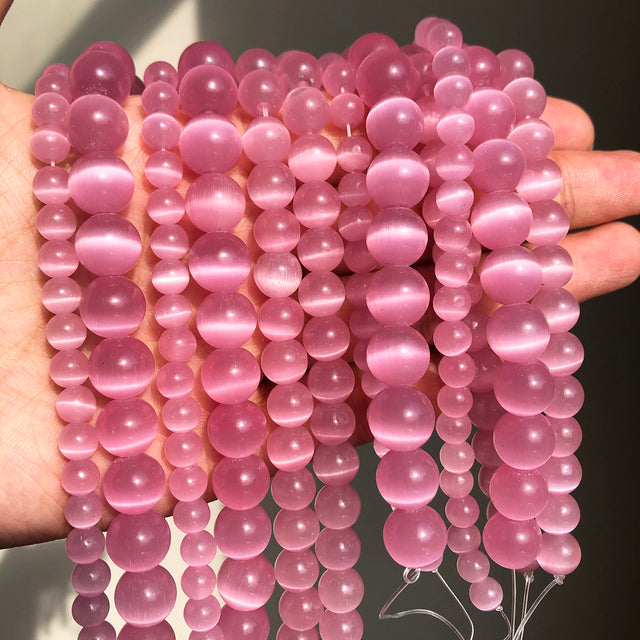 Wholesale Natural Stone Pink Round Beads