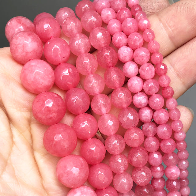 Wholesale Natural Stone Pink Round Beads