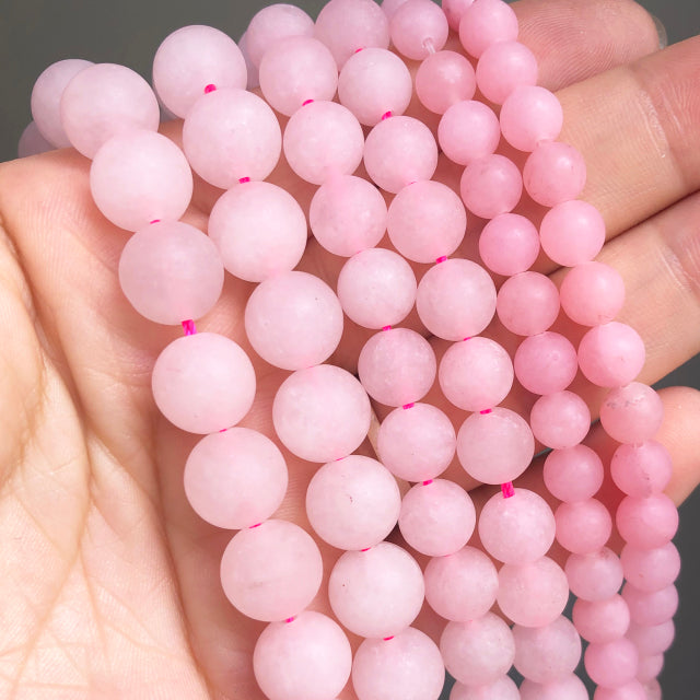 Wholesale Natural Stone Pink Round Beads