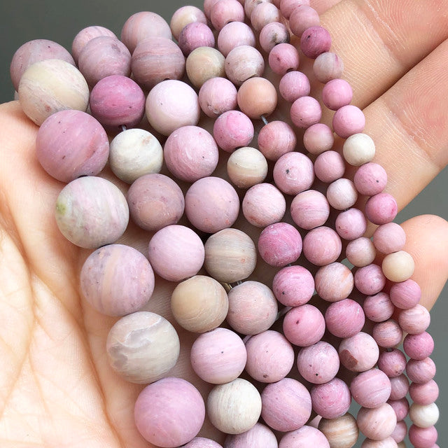 Wholesale Natural Stone Pink Round Beads