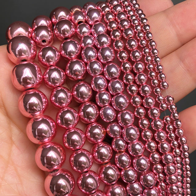 Wholesale Natural Stone Pink Round Beads