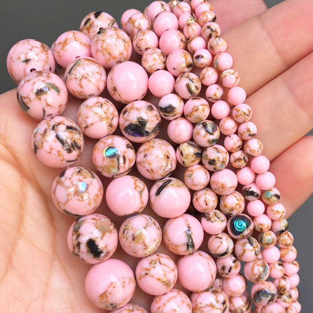Wholesale Natural Stone Pink Round Beads