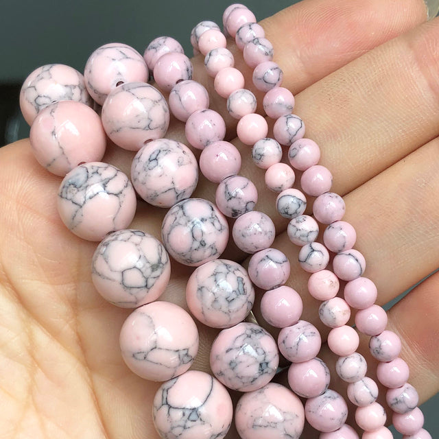 Wholesale Natural Stone Pink Round Beads