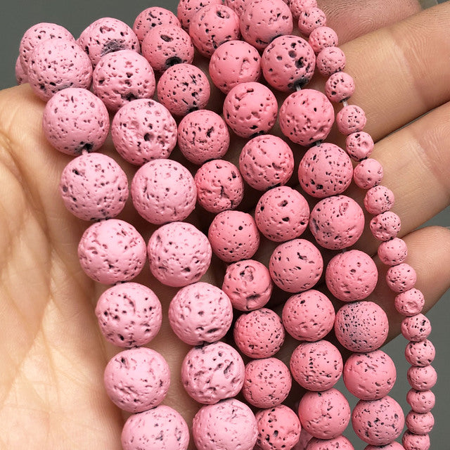 Wholesale Natural Stone Pink Round Beads