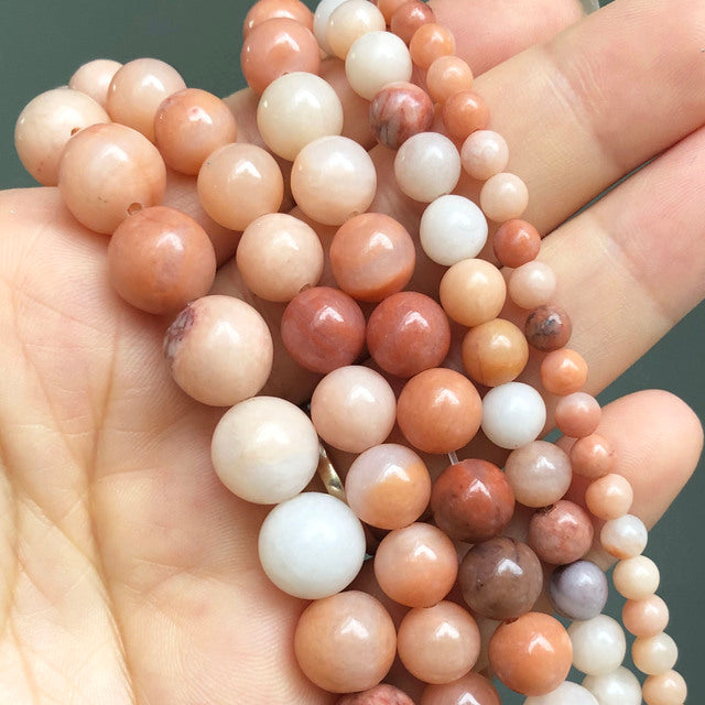 Wholesale Natural Stone Pink Round Beads
