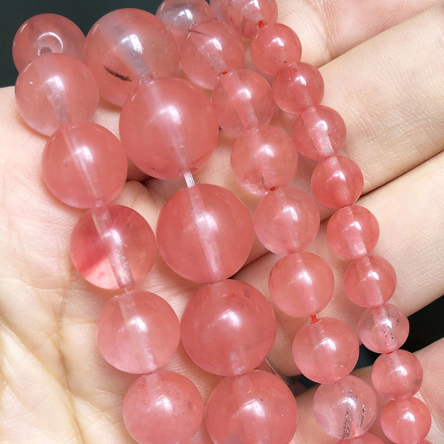 Wholesale Natural Stone Pink Round Beads