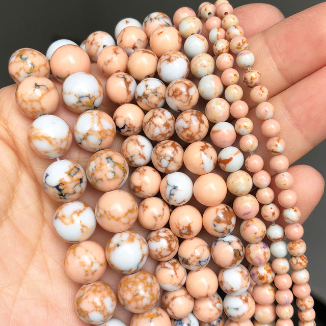 Wholesale Natural Stone Pink Round Beads
