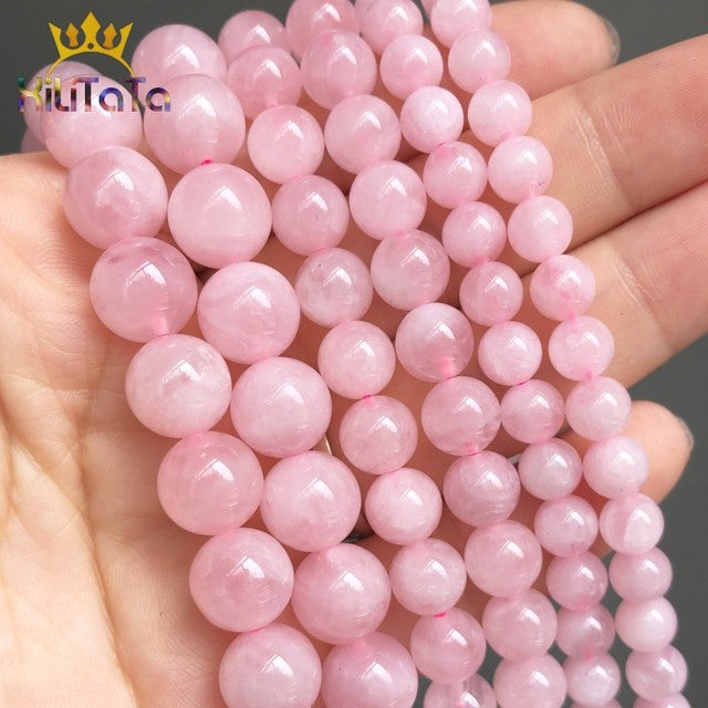 Wholesale Natural Stone Pink Round Beads