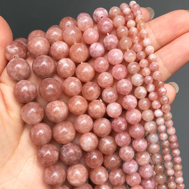 Wholesale Natural Stone Pink Round Beads