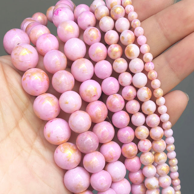 Wholesale Natural Stone Pink Round Beads