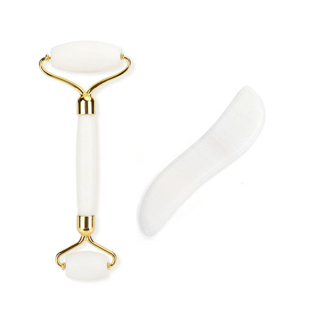 White Crystal Jade Roller Set Anti Wrinkles Face Lift