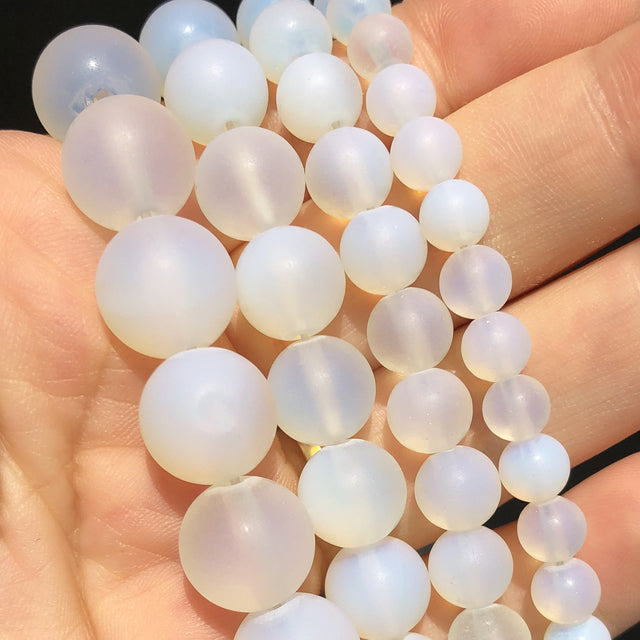 Natural Matte Frosted Jades Quartz Stone Round