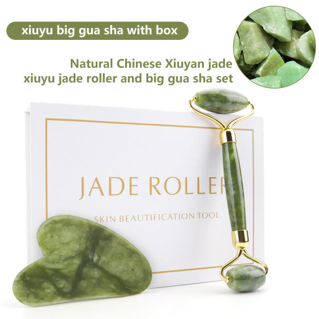 Natural Rose Facial Body Massager Roller Jade