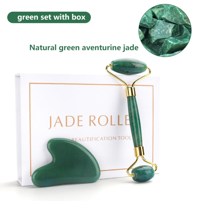 Natural Rose Facial Body Massager Roller Jade
