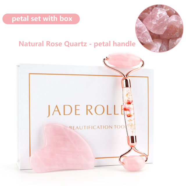 Natural Rose Facial Body Massager Roller Jade