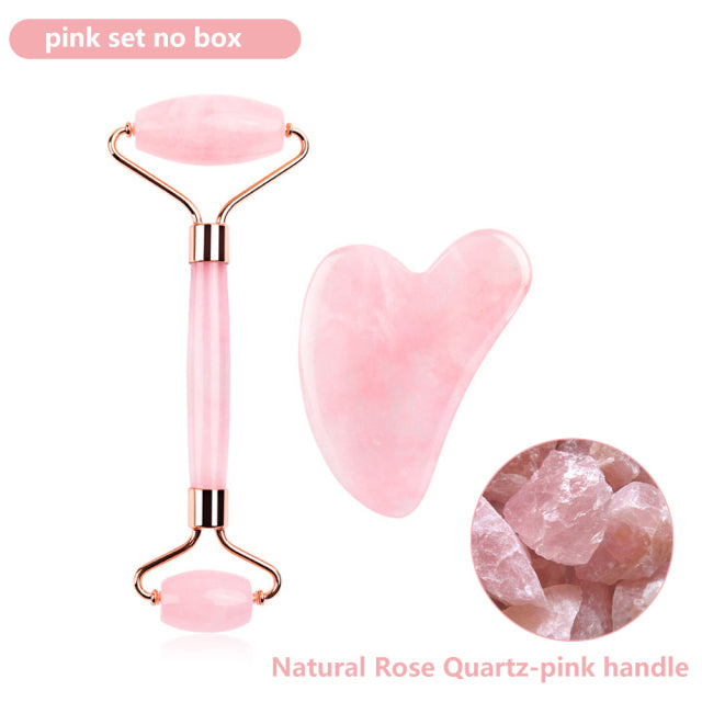 Natural Rose Facial Body Massager Roller Jade