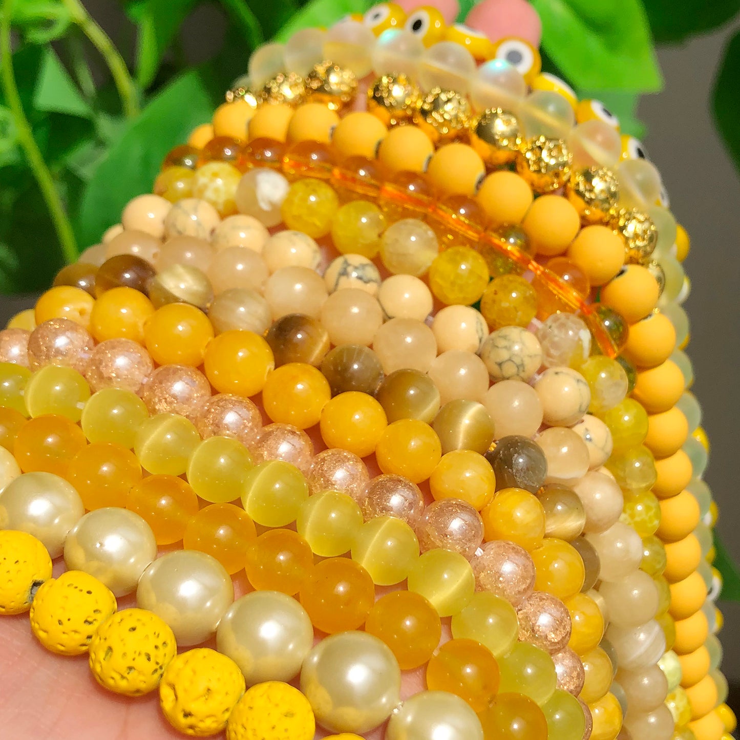 Natural Stone Beads Yellow Jades DIY Handmade Bracelet